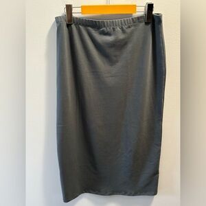 Reformation Organic Cotton Spandex Stretch Midi Skirt Size Large Grey/Blue